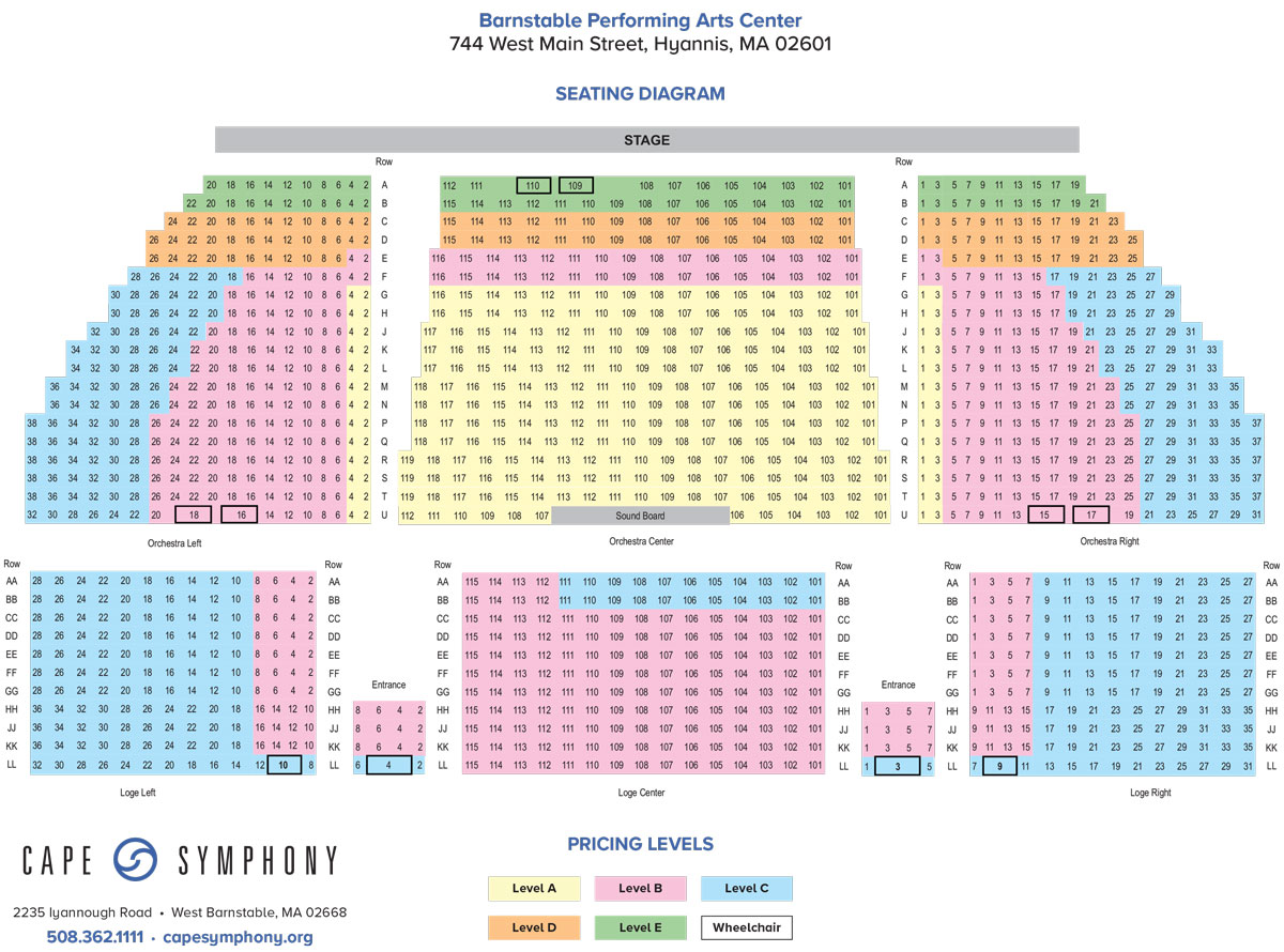 Seating Chart Cape Symphony 23 24 Season