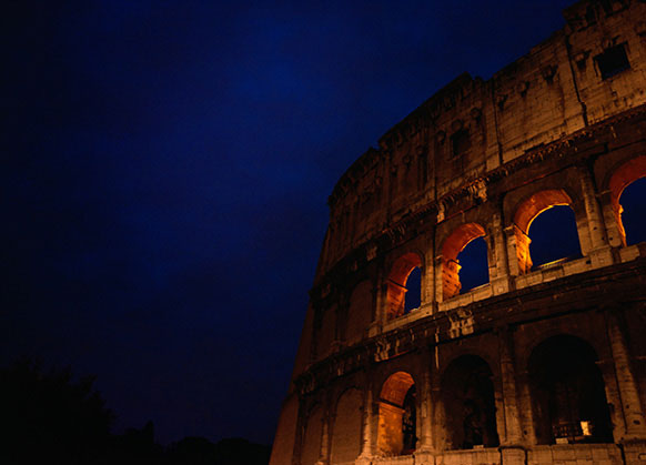 View of the Roman Coliseum at night